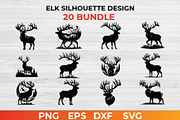 Elk Silhouette Design bundle, an Animal Illustration by bossdesigner (Thumbnail 1 of 3)