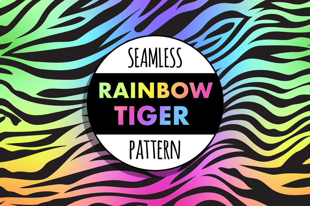 Seamless Rainbow Tiger Stripes, a Pattern Graphic by Queen of Infographics (Photo 1 of 2)