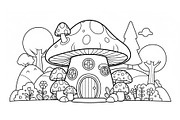 Whimsical Mushroom House Line Art bu, an Illustration by Designs_River (Thumbnail 51 of 51)