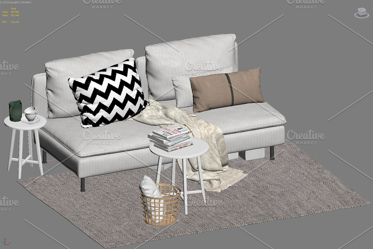 Two-seat sofa 3d model, a Furniture 3D Model by 3dmitruk (Photo 11 of 11)
