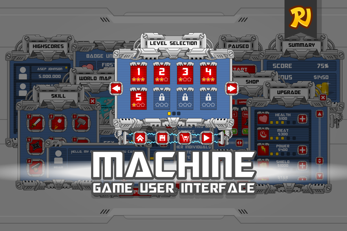 Machine Game UI Art Pack, a Graphic by ridjam (Photo 1 of 5)