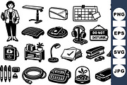 Office Essentials Black Icons Set, an Illustration by designvectx (Thumbnail 1 of 3)