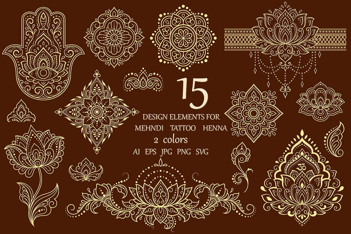 Elements in Mehndi style, a Decorative Illustration by Katika Shop (Photo 2 of 2)