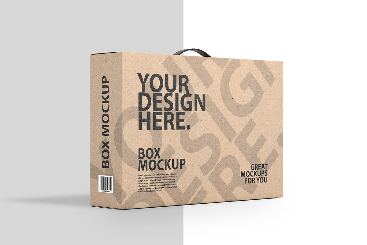 Cardboard Box With Handle PSD Mockup, a Cups & Container Mockup by GreatFruit (Photo 3 of 5)