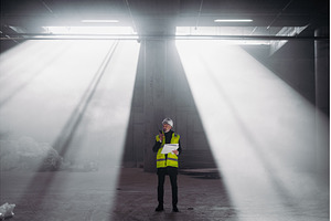 Construction foreman giving, an Industrial Photo by HalfPoint