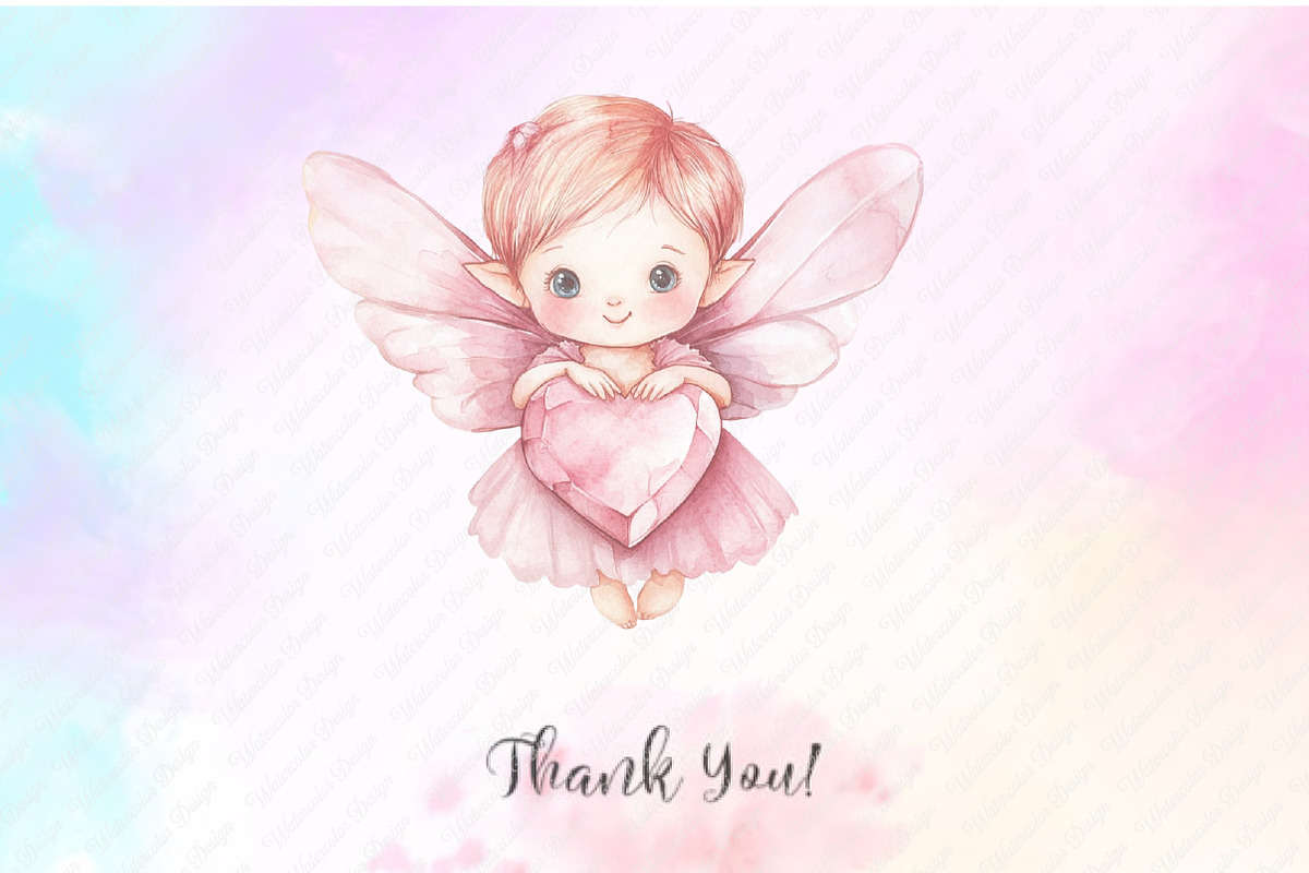 Watercolor Pink Woodland Fairy Clipa, an Illustration by Watercolor design (Photo 7 of 12)