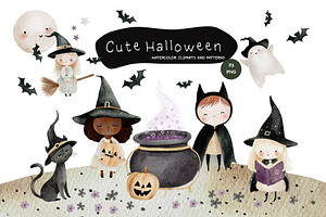 Cute Halloween Watercolor Collection, an Object Graphic by NikiArts