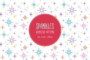 Line sparkles and stars pattern, an Illustration by Cmeree