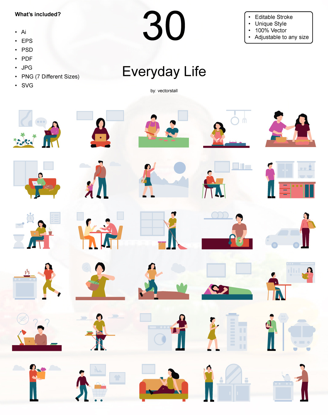 Everyday Life, an Object Illustration by Vector Stall