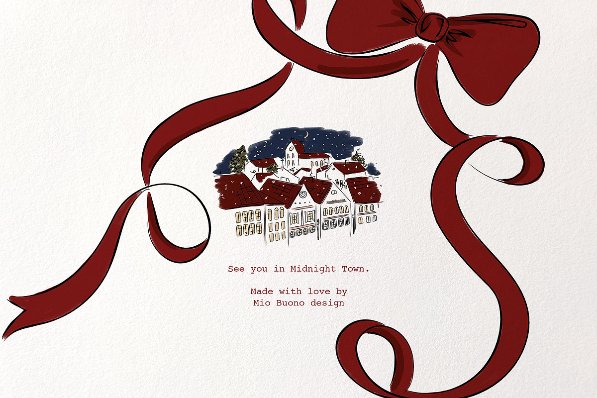 Midnight Town – Winter Line Art, a Seasonal Illustration by Mio Buono (Photo 18 of 18)