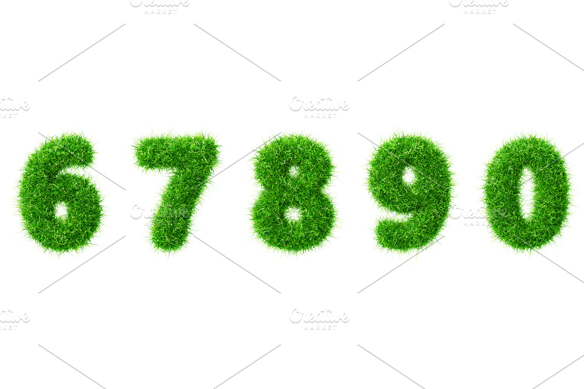 3d green grass font, fluffy numbers, a Plants & Tree 3D Model by Marozhkastudio