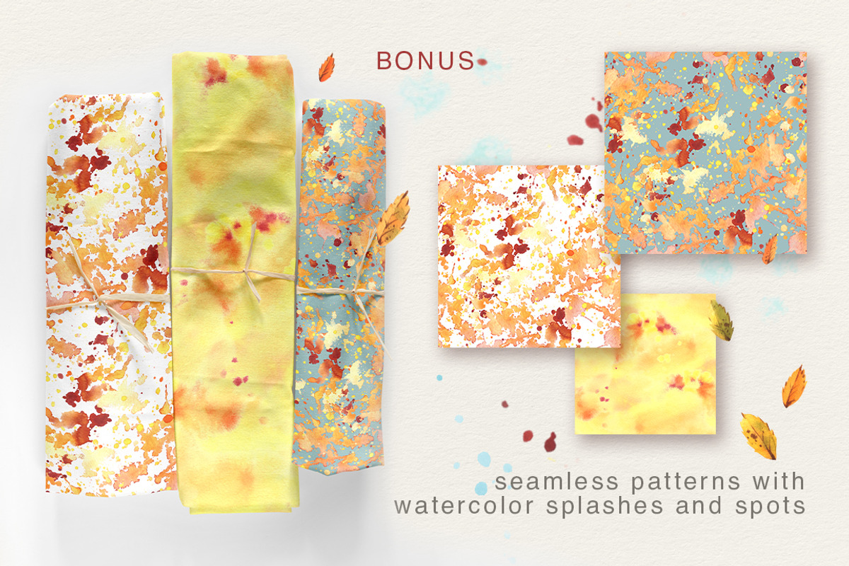Autumn Watercolor Patterns Mini Set, an Illustration by NATASHA CHU (Photo 5 of 5)