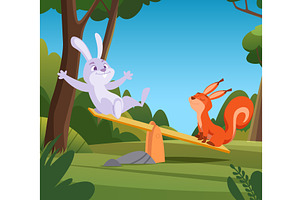Forest animals. cartoon wild animals, an Animal Illustration by Onyx