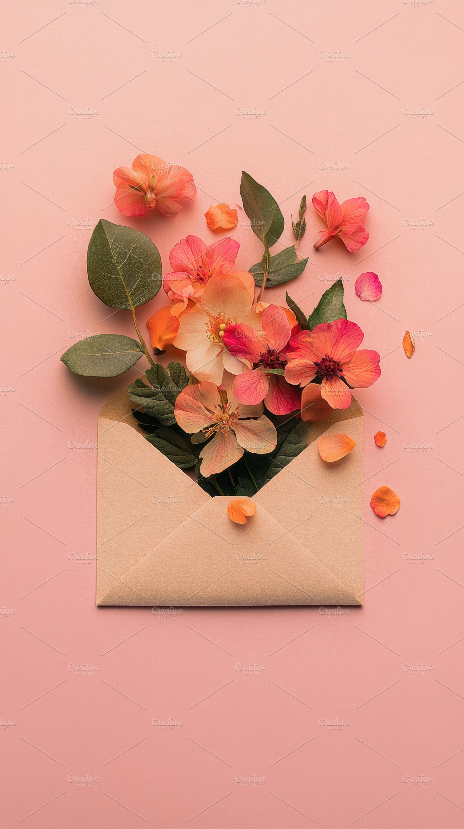 Flowers bloom from an envelope, a Photo by Beautiful things
