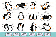 Cute Penguin Cartoon Doodle Set, an Animal Illustration by Ghagra (Thumbnail 1 of 3)