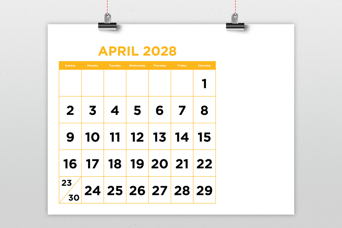 2028 Large No. Color 8.5x11 Calendar, a Stationery Template by Running With Foxes (Photo 3 of 6)