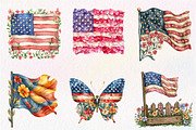 Floral American Flag Clipart, an Illustration by CreationArt (Thumbnail 6 of 9)