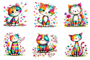 Whimsical Spring Cats Clipart, an Illustration by CreationArt (Thumbnail 2 of 7)
