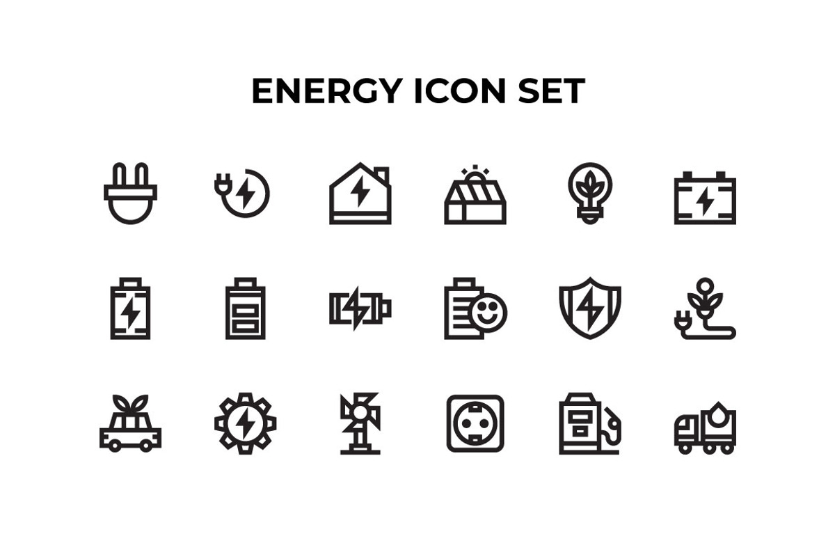 Energy Icons Set, an Outline Icon by Mightyfire (Photo 1 of 3)