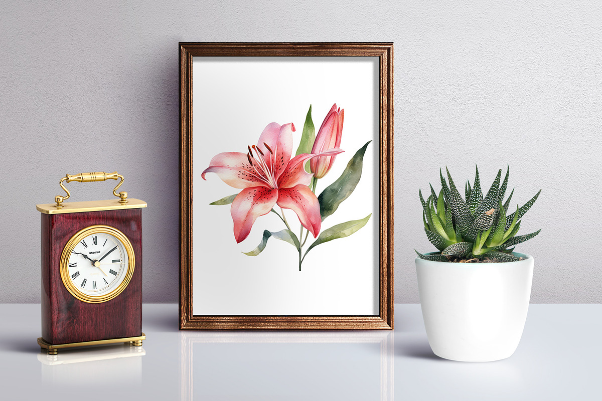 lilies clipart, Watercolor floral, a Decorative Illustration by ElenazlataArt (Photo 4 of 6)