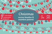 Christmas vector brushes & pattern, a Brush Add-On by MM Studio (Thumbnail 1 of 7)