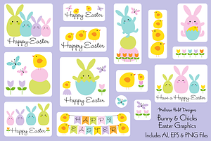 Bunny & Chicks Easter Graphics