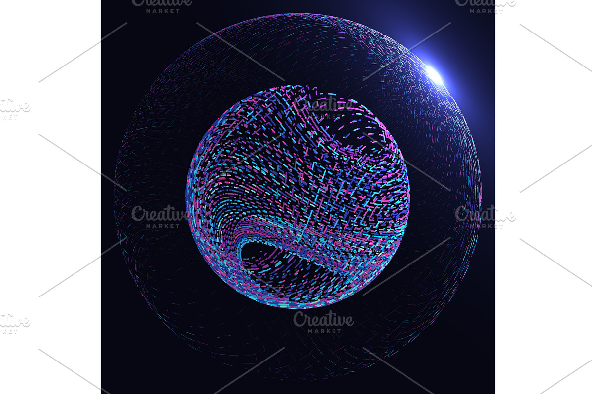Abstract Sphere with Neon Swirls and, an Illustration by BeOGraphic