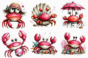 Whimsical Summer Crab Clipart, an Illustration by Craft Nest (Thumbnail 5 of 12)