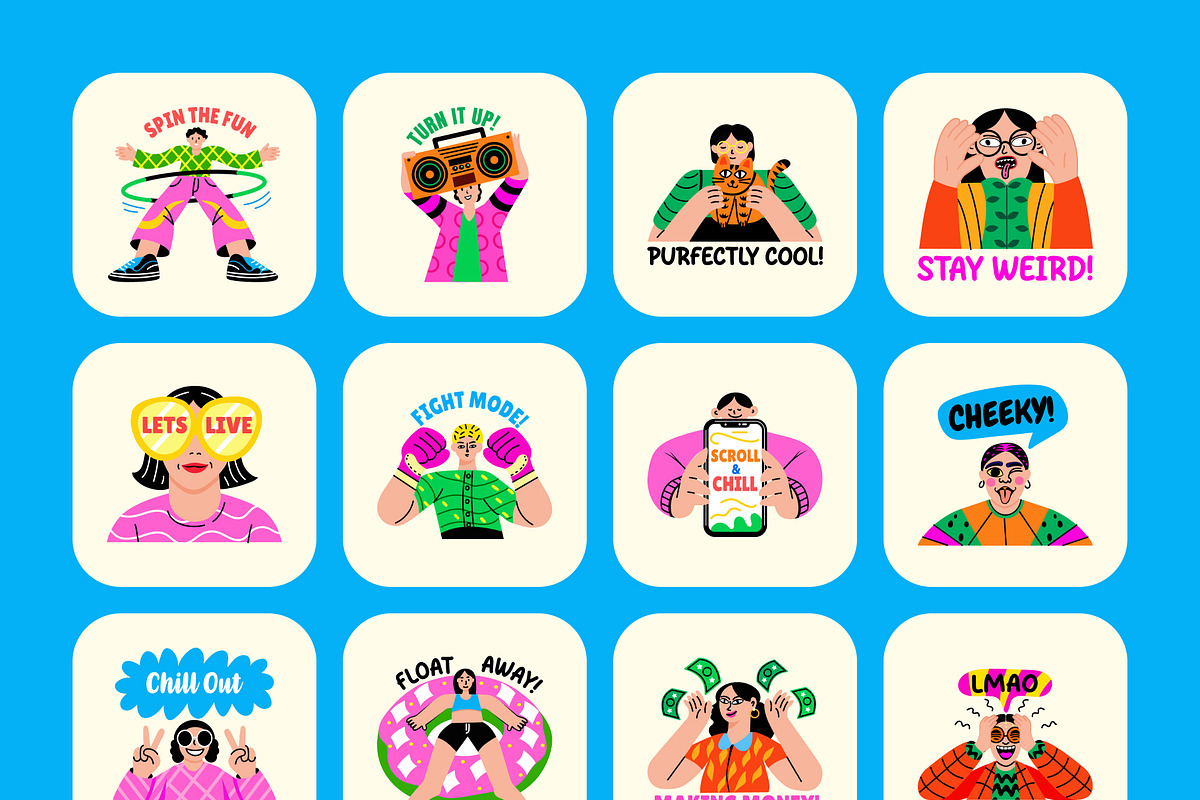 Cool Stickers Set, an Emoji Icon by Prosymbols (Photo 8 of 8)