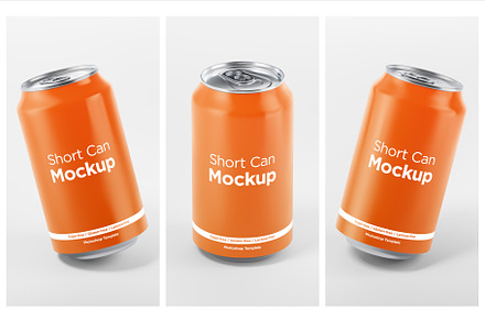6 Short Aluminum Cans Mockup Pack