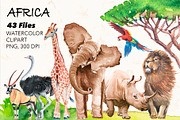 Watercolor AFRICA, an Animal Illustration by lilisavelieva (Thumbnail 1 of 6)