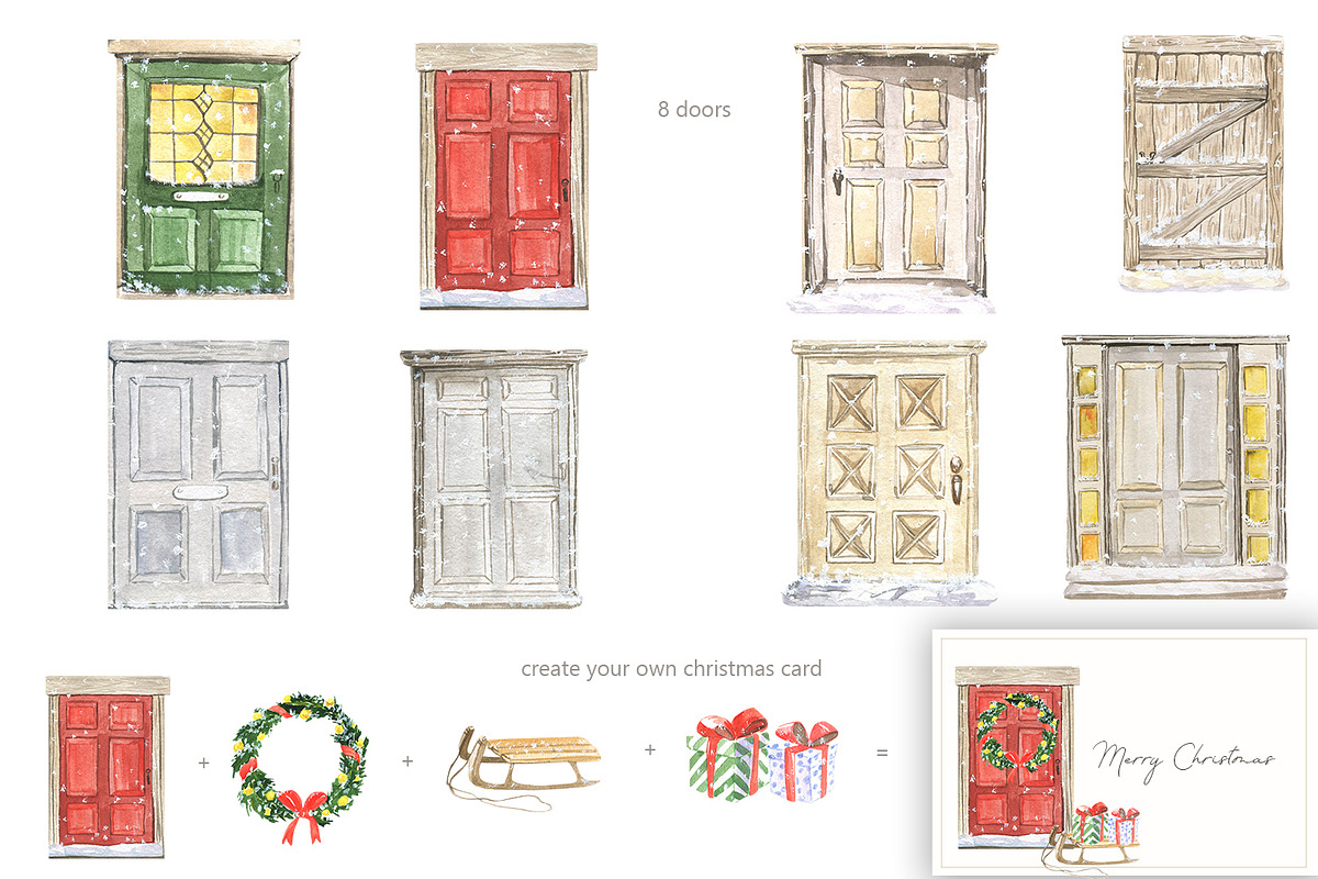 Christmas houses, an Illustration by Love Watercolor Store (Photo 4 of 12)