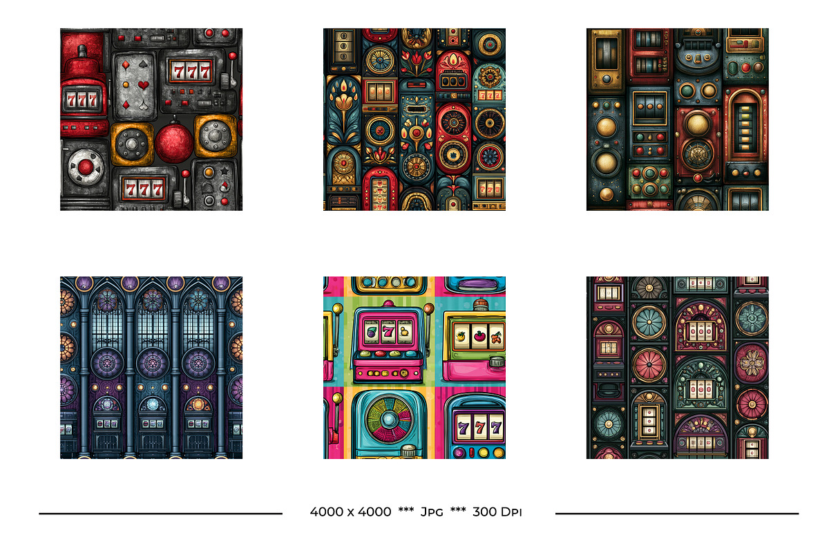 Slot Machine Retro Art Style Designs, a Pattern Graphic by karenfoleyphoto (Photo 5 of 6)