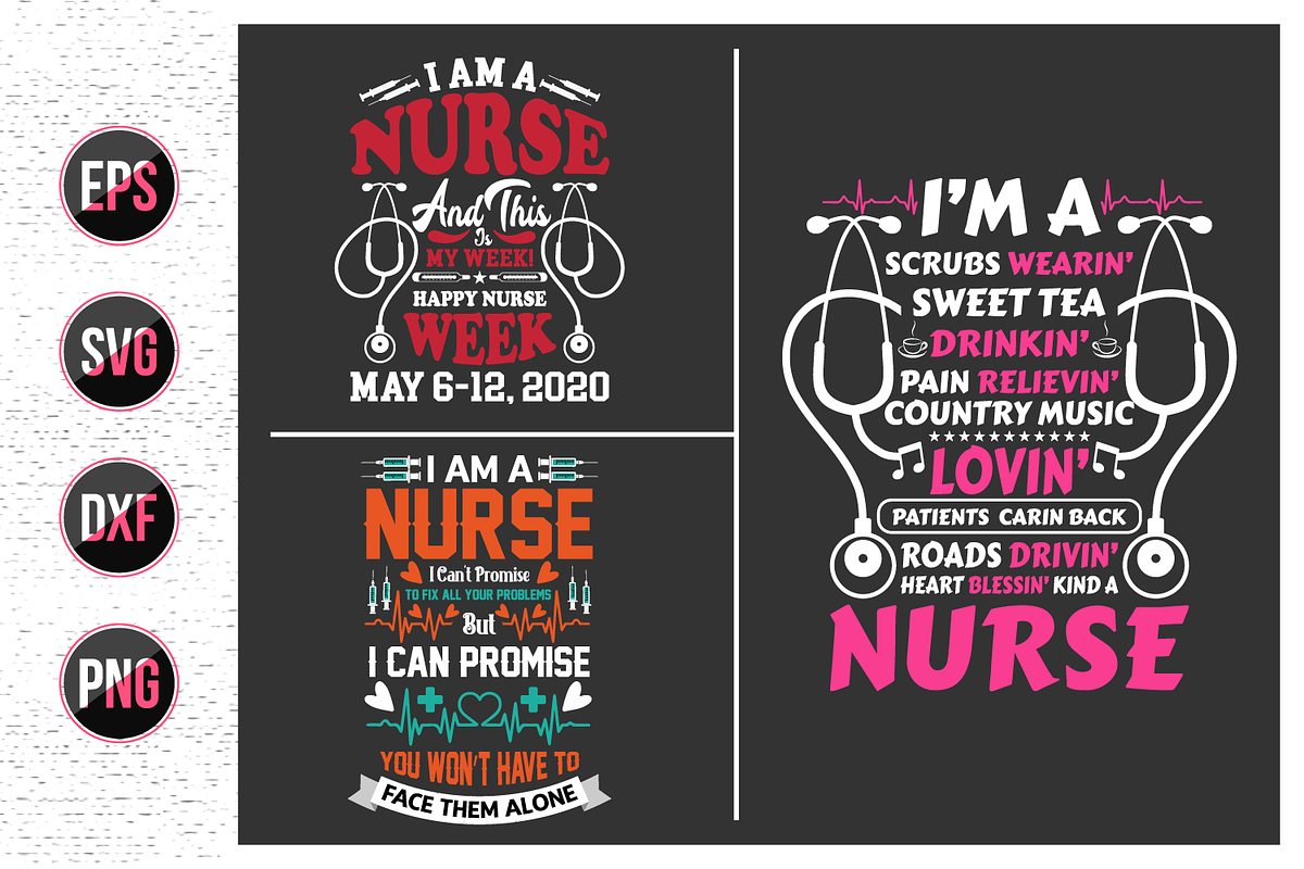 Nurses lettering svg design bundle.