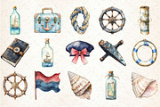 Vintage Nautical Summer Clipart, an Illustration by Rose Art (Thumbnail 2 of 7)