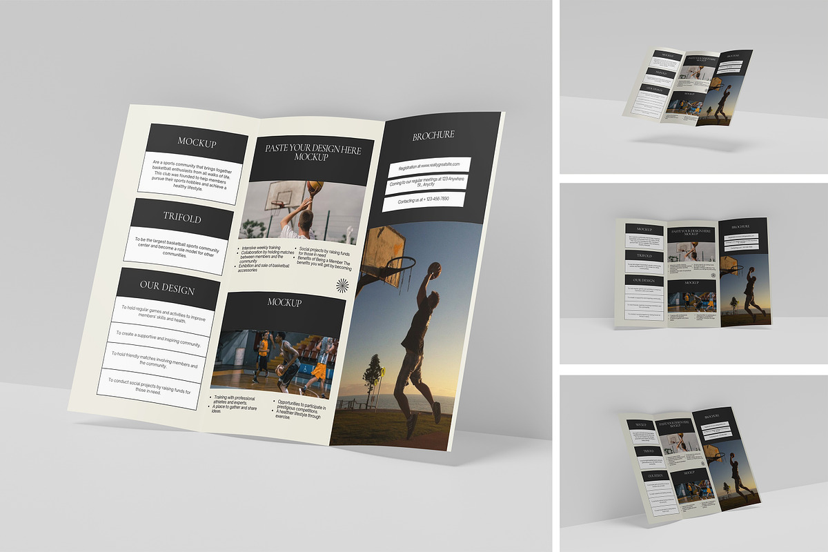 TRIFOLD BROCHURE MOCKUP, a Brochure Template by kebunmockup (Photo 1 of 5)