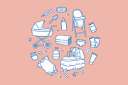 Newborn baby care products, tools, a Healthcare Illustration by Good Studio (Thumbnail 6 of 11)