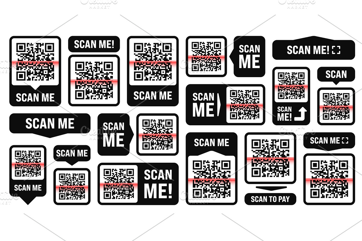 Scan me QR code sticker. Online, a Technology Illustration by 32pixels ...