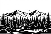 50 Forest Cabin Landscape Silhouette, an Empty State Illustration by Amazin_art (Thumbnail 28 of 38)