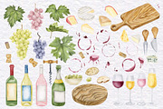 Watercolor Wine and Cheese set, a Food Illustration by KathrineWatercolor (Thumbnail 2 of 6)