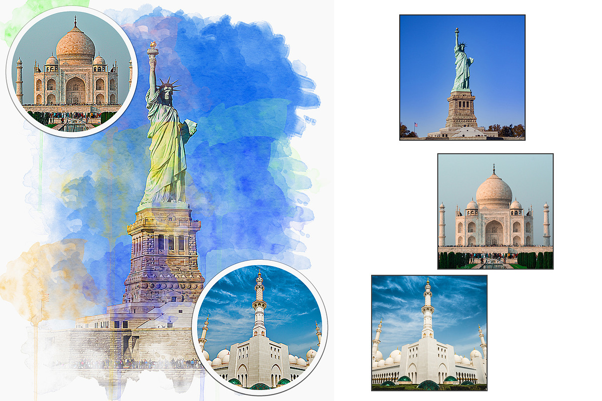 Watercolor Photo Frame Template, an Action Add-On by CraftingStudio (Photo 4 of 6)