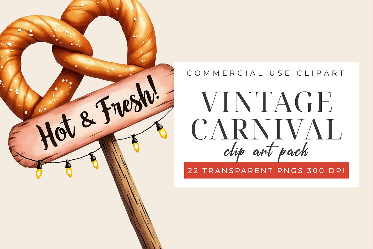 Vintage Carnival Clipart PNG Set, an Object Graphic by Printable Pretty Studio (Photo 8 of 8)
