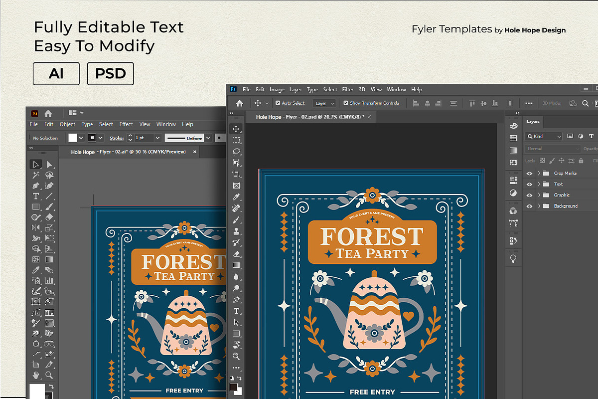 Folk Art Forest Tea Party Flyer, a Flyer Template by Hole Hope Design (Photo 4 of 5)