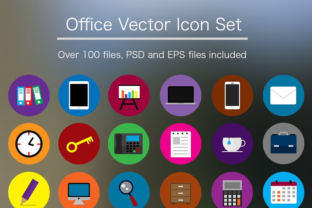 Flat Office Icon Pack - PSD & Vector, an Icon by OrbitCarrot Marketing