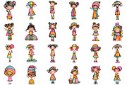 Quirky Cute Little Girl Clipart, an Illustration by Sublimation Artist (Thumbnail 2 of 6)
