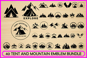 Tent and Mountain Emblem Bundle, an Object Illustration by Gfx_Store