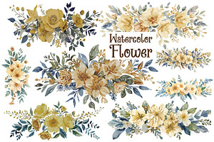 Yellow Watercolor Florals, an Illustration by balal
