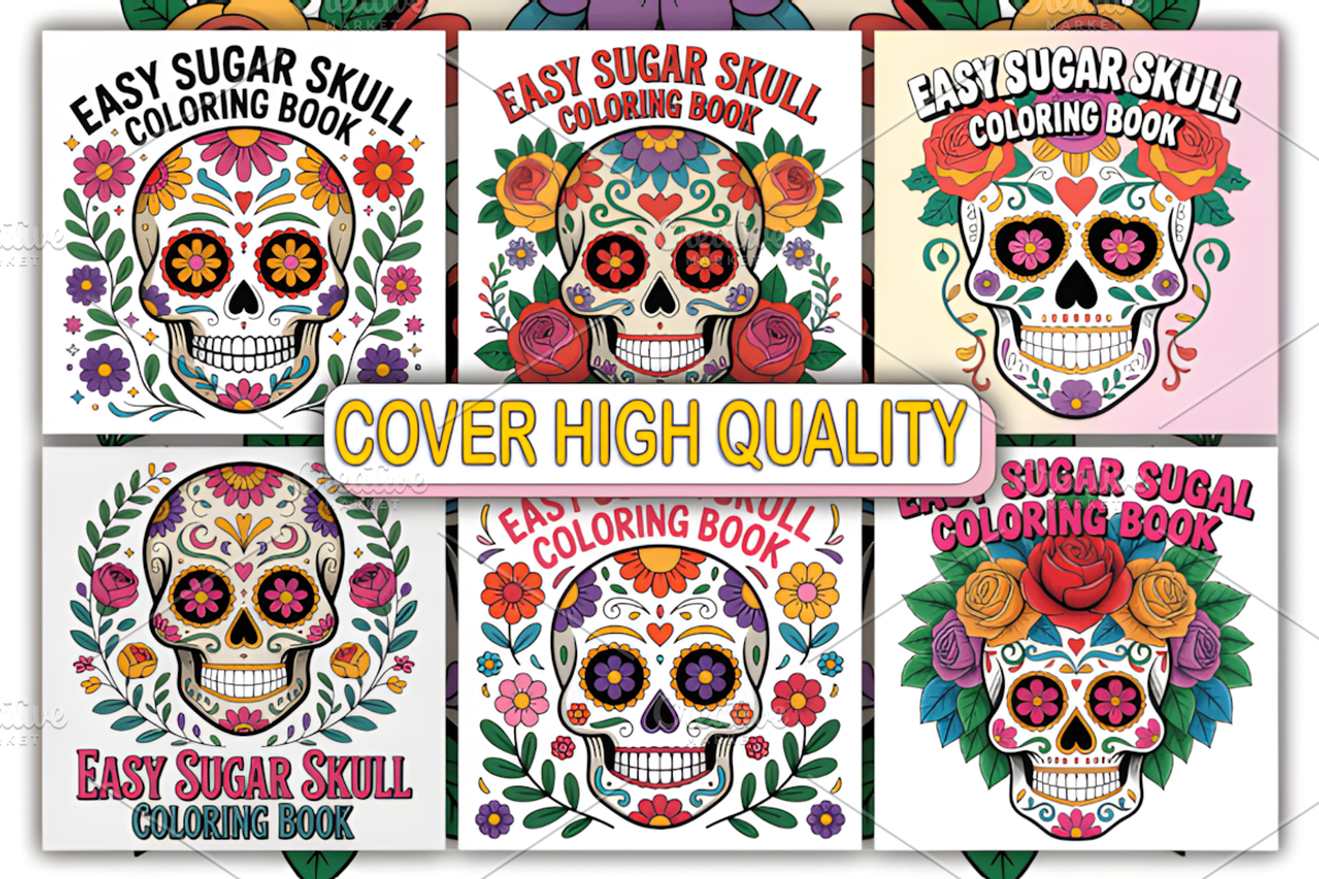 Easy Sugar Skull Coloring Book, an Animal Illustration by Ink Gallery (Photo 4 of 4)