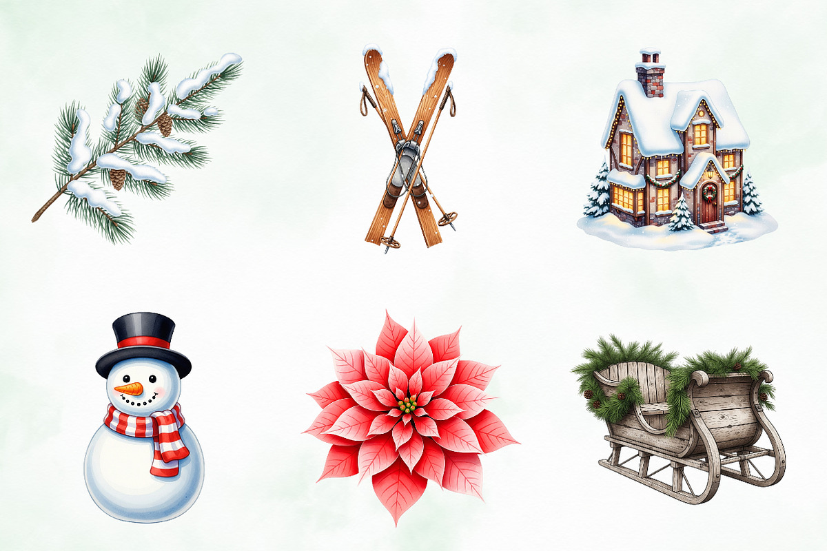 Christmas Timeless Winter Clipart, an Illustration by Creative Art (Photo 8 of 9)