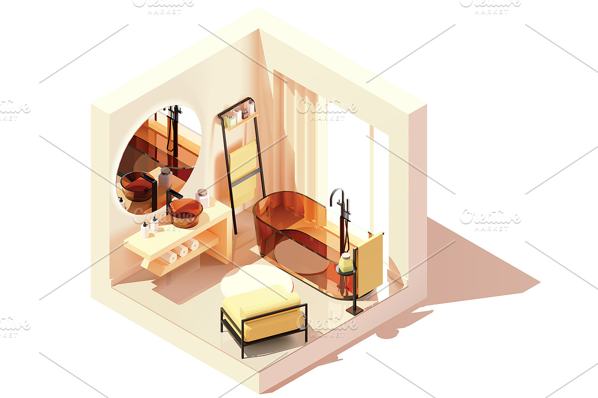 Vector isometric rooms, a Decorative Illustration by tele52 (Photo 2 of 23)